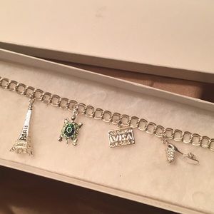 Sterling Silver Charms Bracelet Swarovski Crystals